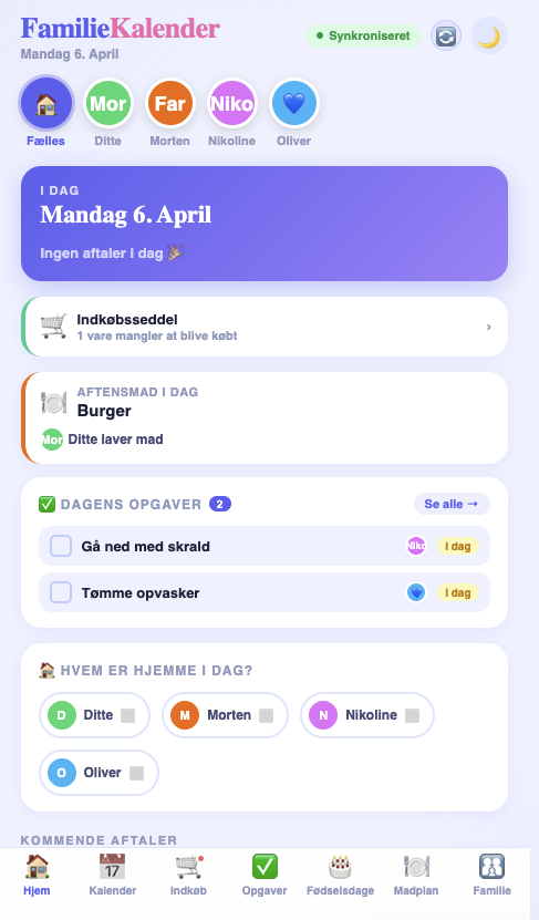 Familiekalender forsiden